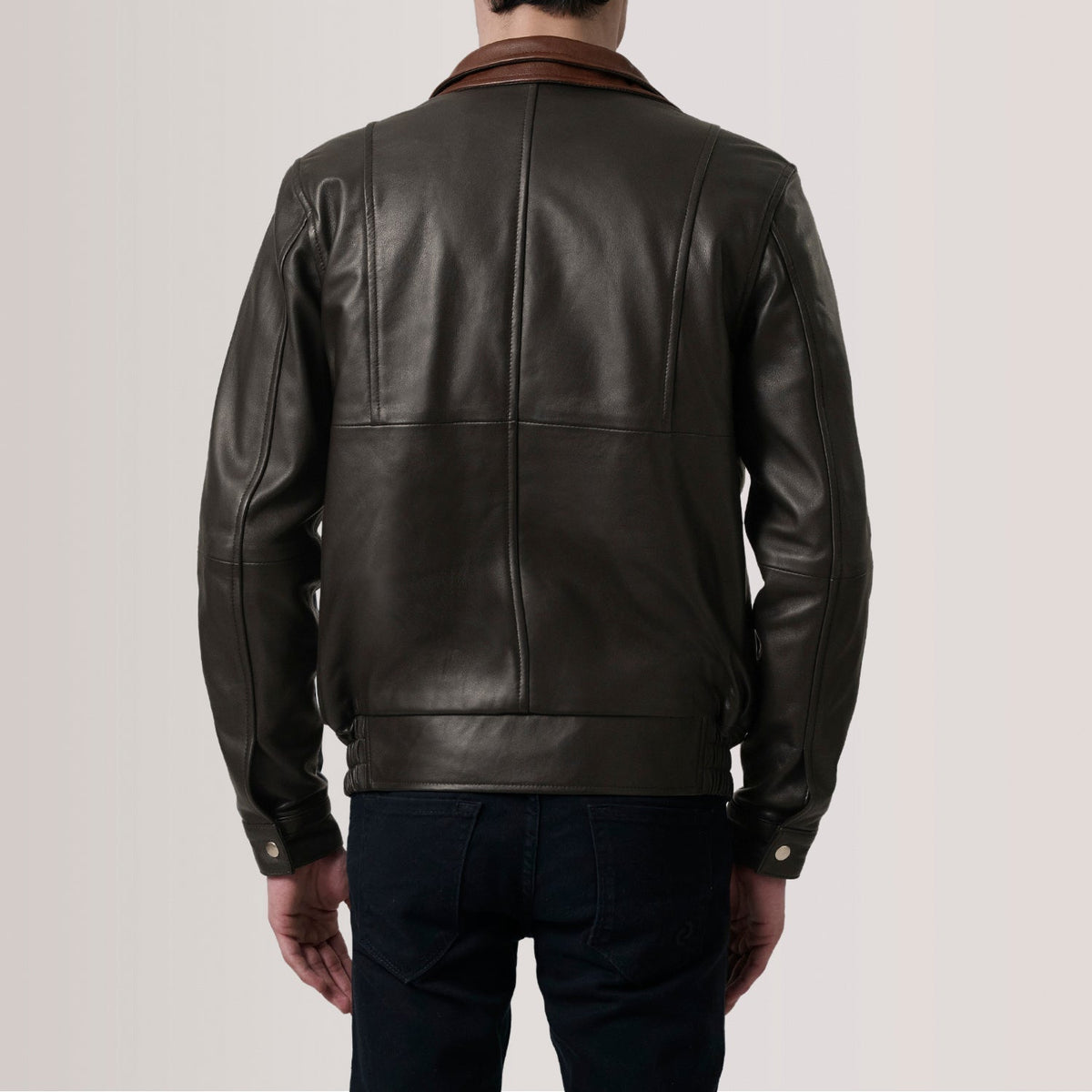 Alfred Brown Leather Bomber Jacket - men's jacket in brown premium leather, view 5