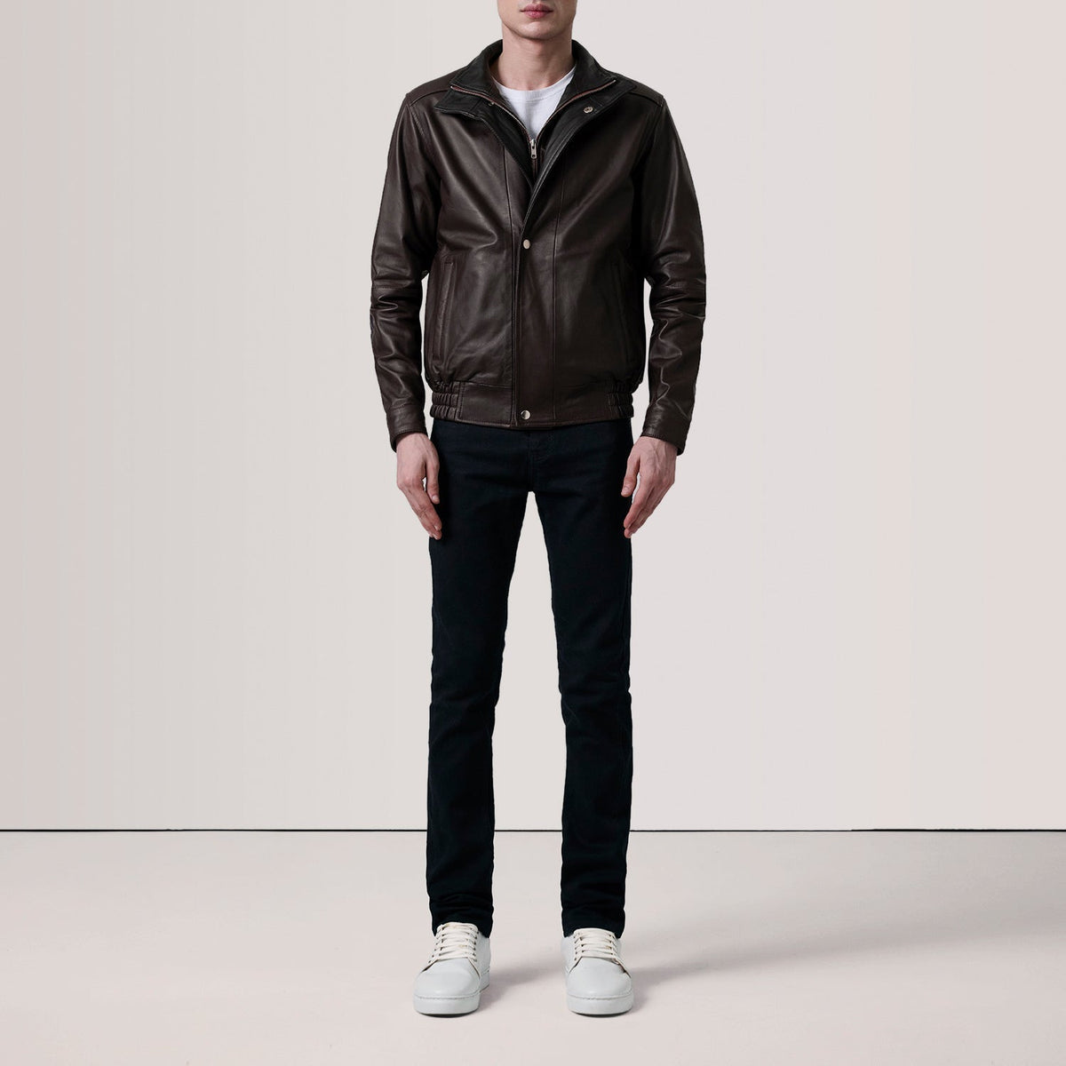 Alfred Maroon Leather Bomber Jacket - men's jacket in maroon premium leather, view 2