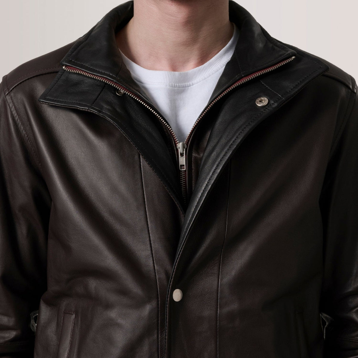 Alfred Maroon Leather Bomber Jacket - men's jacket in maroon premium leather, view 4