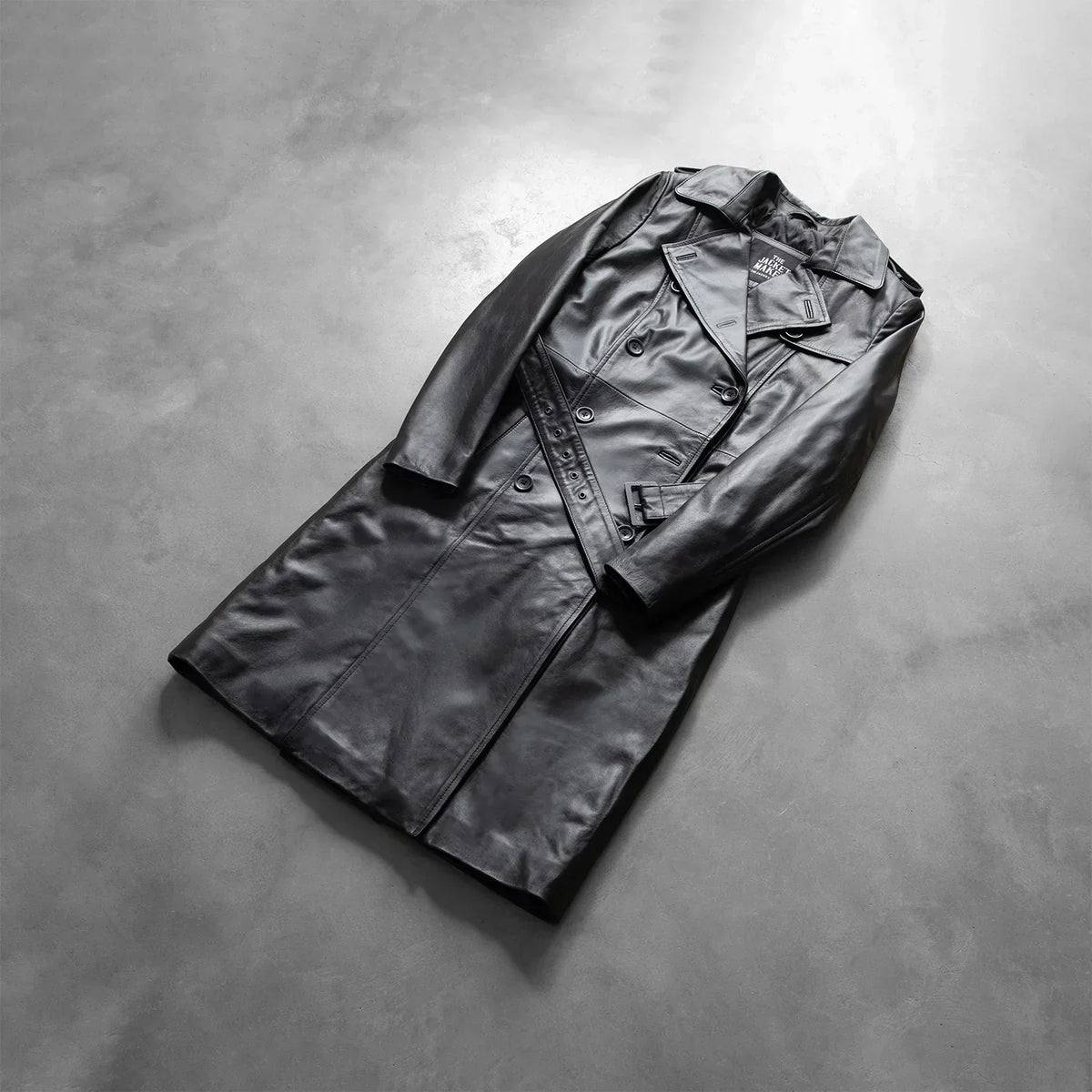 Brex Alice Black Double Breasted Leather Coat - women's coat in black cowhide leather, view 7