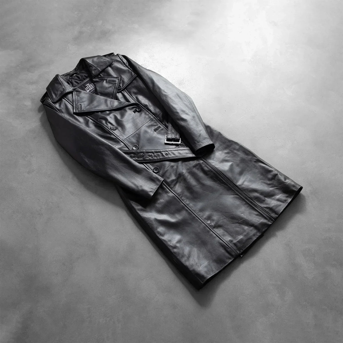 Brex Alice Black Double Breasted Leather Coat - women's coat in black cowhide leather, view 8