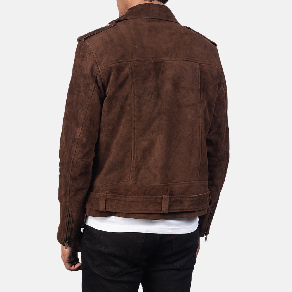 Allaric Alley Mocha Suede Biker Jacket - men's jacket in mocha suede leather, view 5