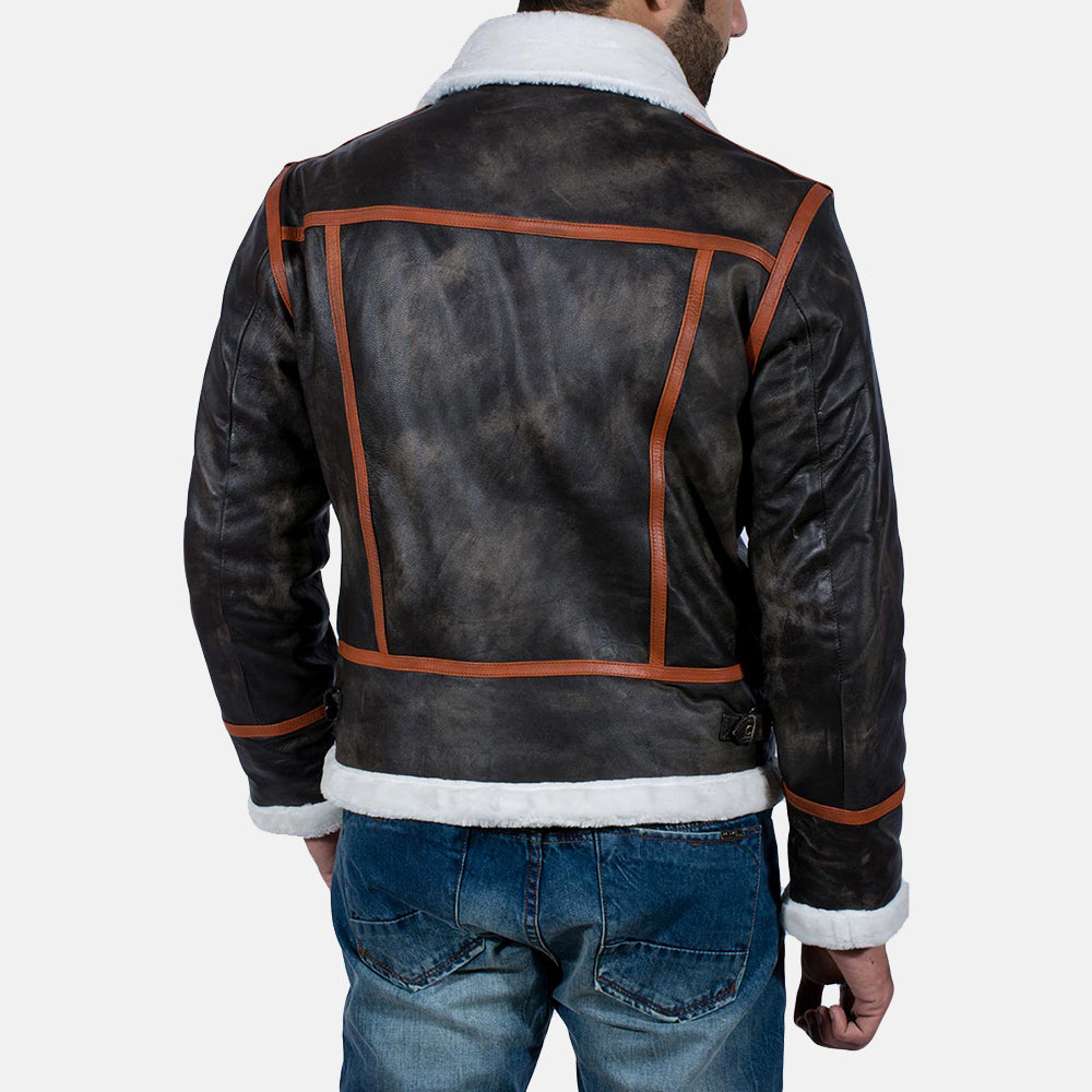 Alpine Brown Fur Leather Jacket - men's jacket in brown goatskin leather, view 5