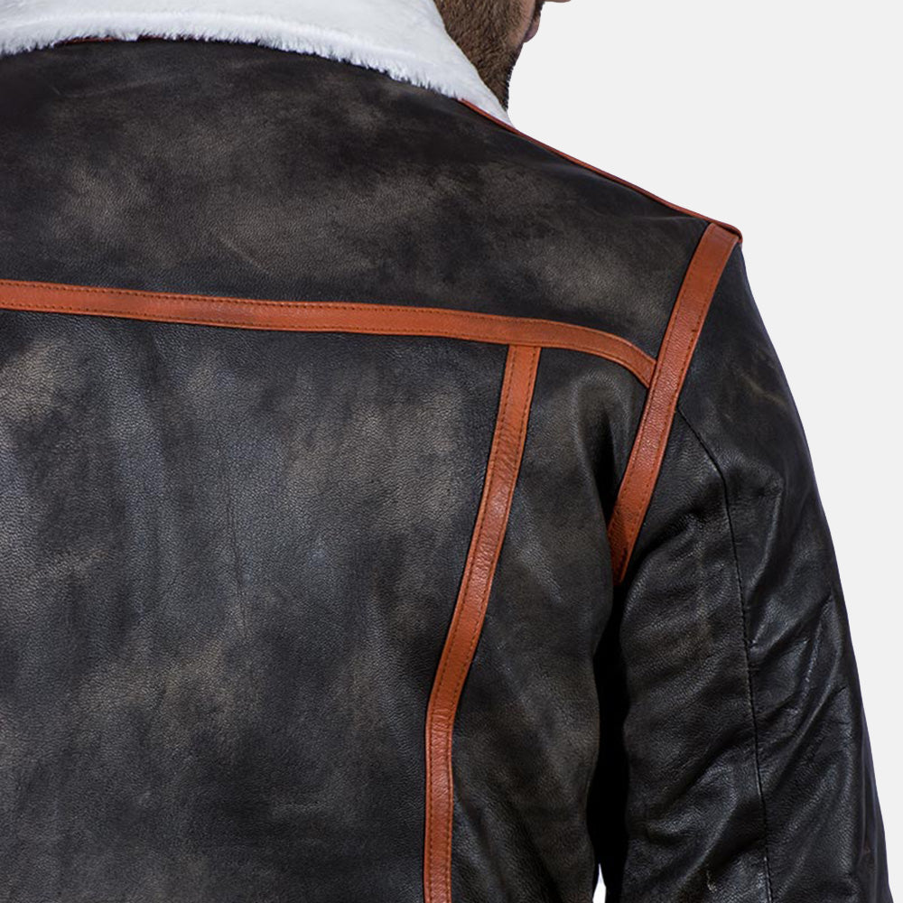 Alpine Brown Fur Leather Jacket - men's jacket in brown goatskin leather, view 6