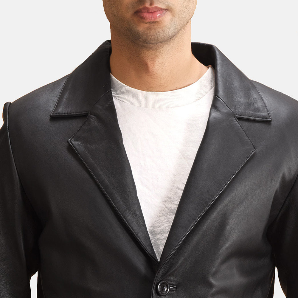 Alyson Black Leather Blazer - men's blazer in black sheepskin leather, view 5