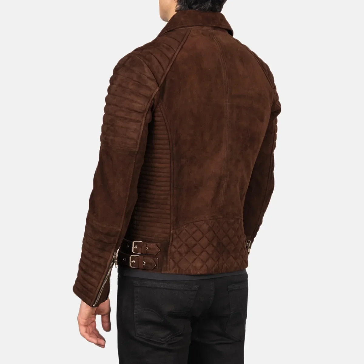 Armand Mocha Suede Biker Jacket - men's jacket in mocha suede leather, view 5