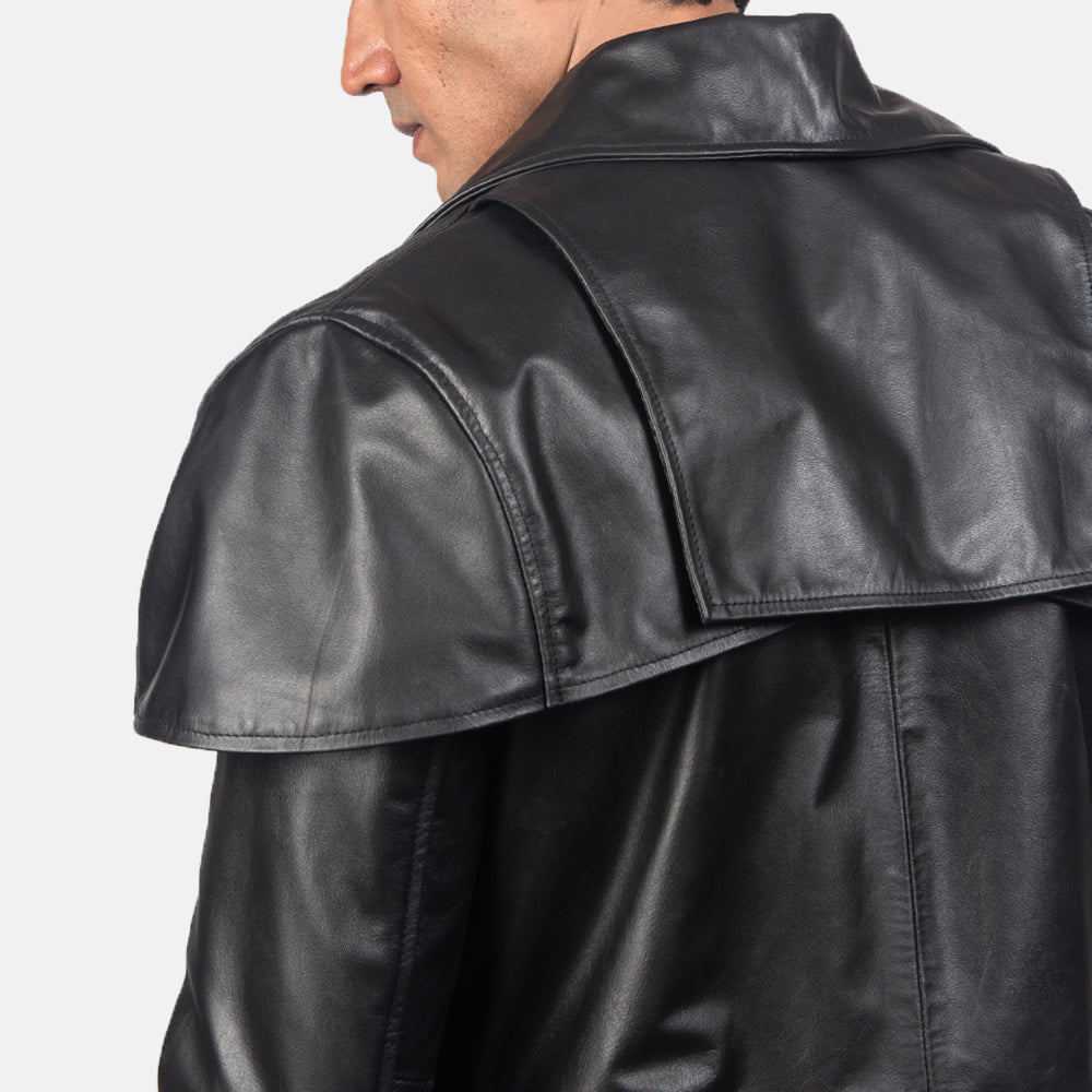 Classic Black Leather Duster - men's duster in black cowhide leather, view 6
