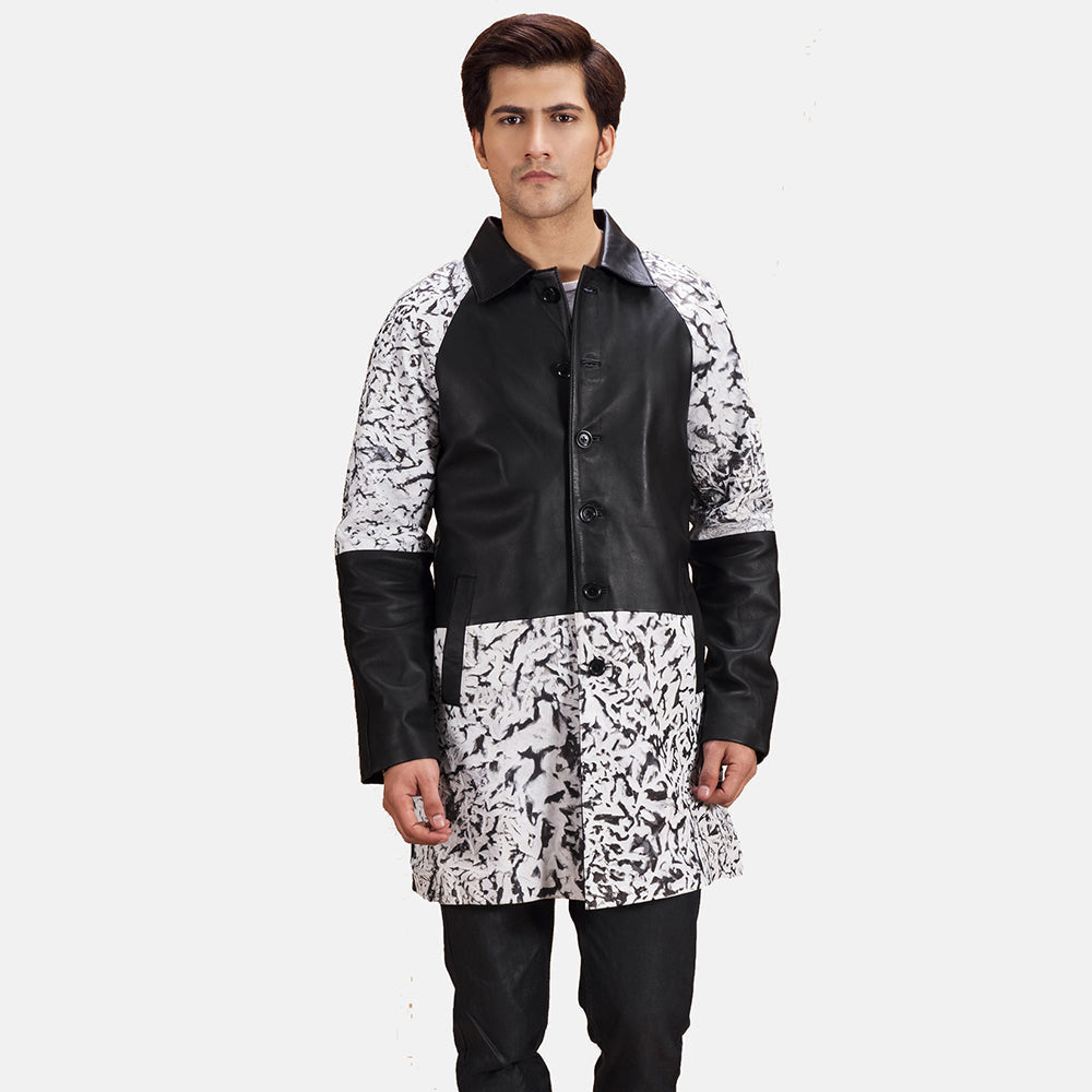 Artistry Black Dye Leather Coat - men's coat in black sheepskin leather, view 1