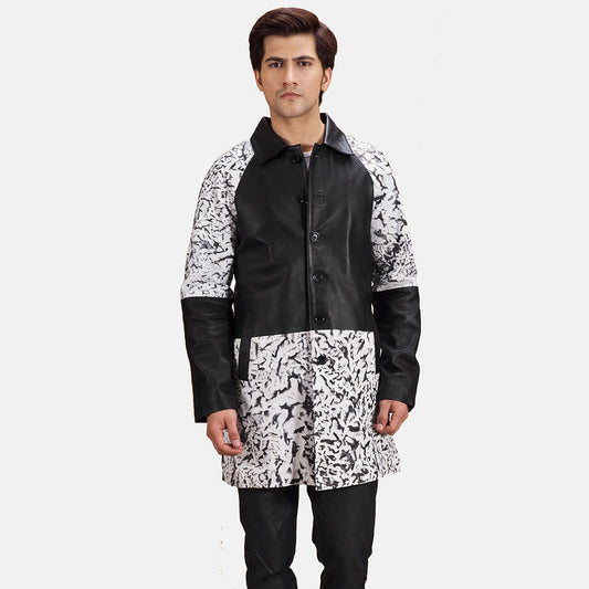 Artistry Black Dye Leather Coat - men's coat in black sheepskin leather, view 1