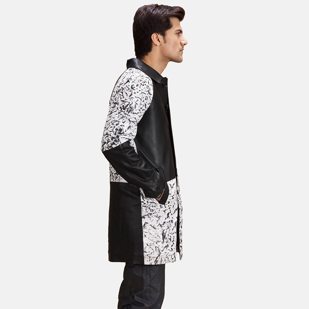 Artistry Black Dye Leather Coat - men's coat in black sheepskin leather, view 2