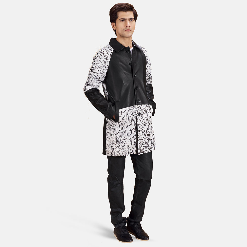 Artistry Black Dye Leather Coat - men's coat in black sheepskin leather, view 3