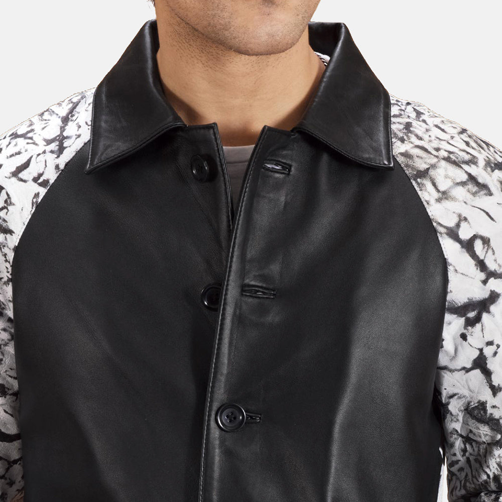 Artistry Black Dye Leather Coat - men's coat in black sheepskin leather, view 5