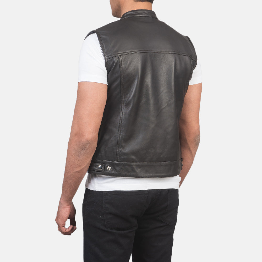 Atlas Moto Brown Leather Vest - men's vest in brown sheepskin leather, view 5