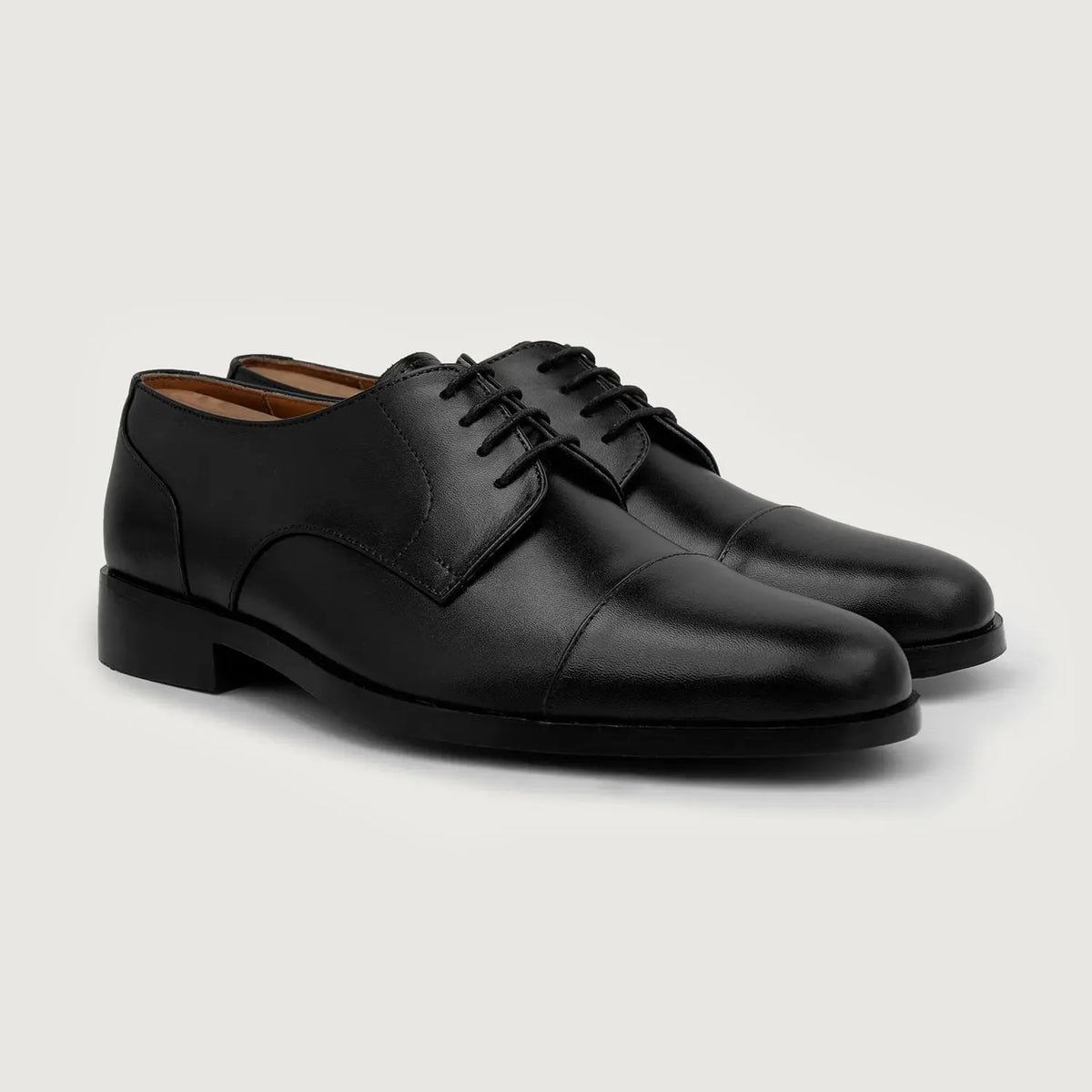 Attorney Derby Black Leather Shoes - men's shoes in black genuine leather, view 1