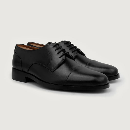 Attorney Derby Black Leather Shoes - men's shoes in black genuine leather, view 1