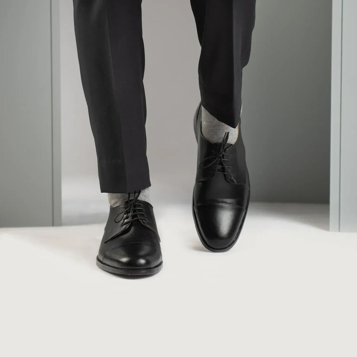 Attorney Derby Black Leather Shoes - men's shoes in black genuine leather, view 7