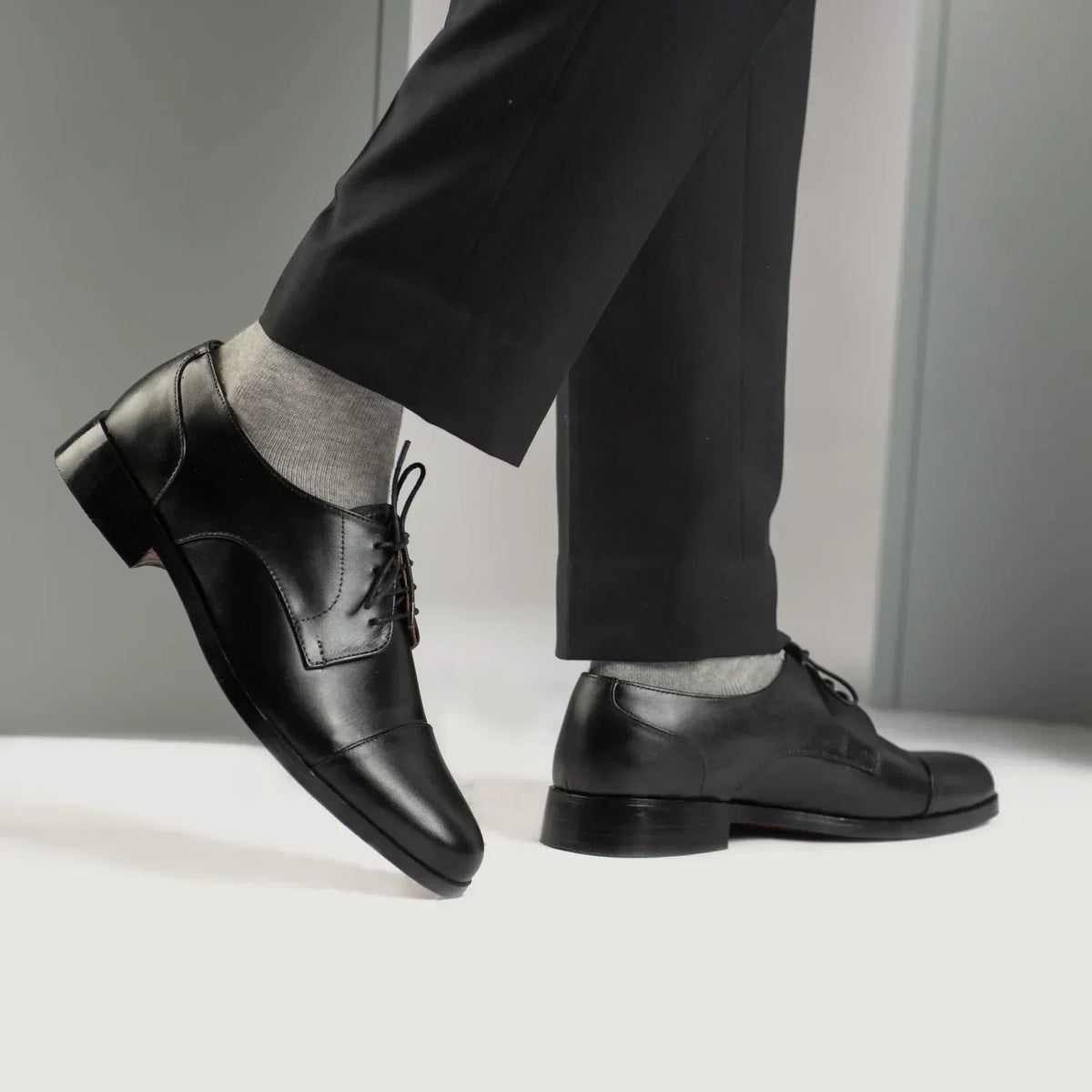 Attorney Derby Black Leather Shoes - men's shoes in black genuine leather, view 8