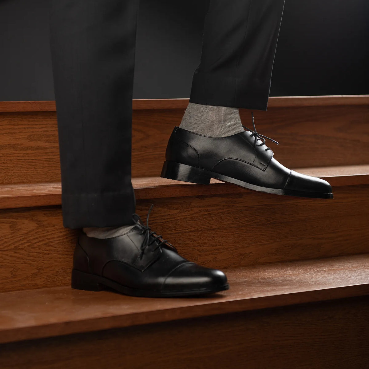 Attorney Derby Black Leather Shoes - men's shoes in black genuine leather, view 9