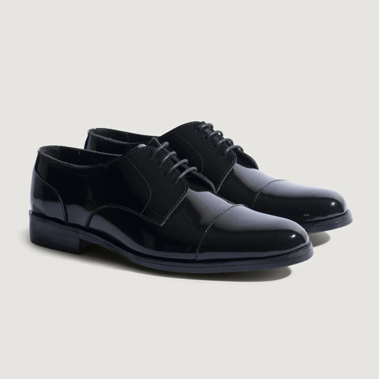 Attorney Derby Black Patent Leather Shoes - men's shoes in black patent leather, view 1