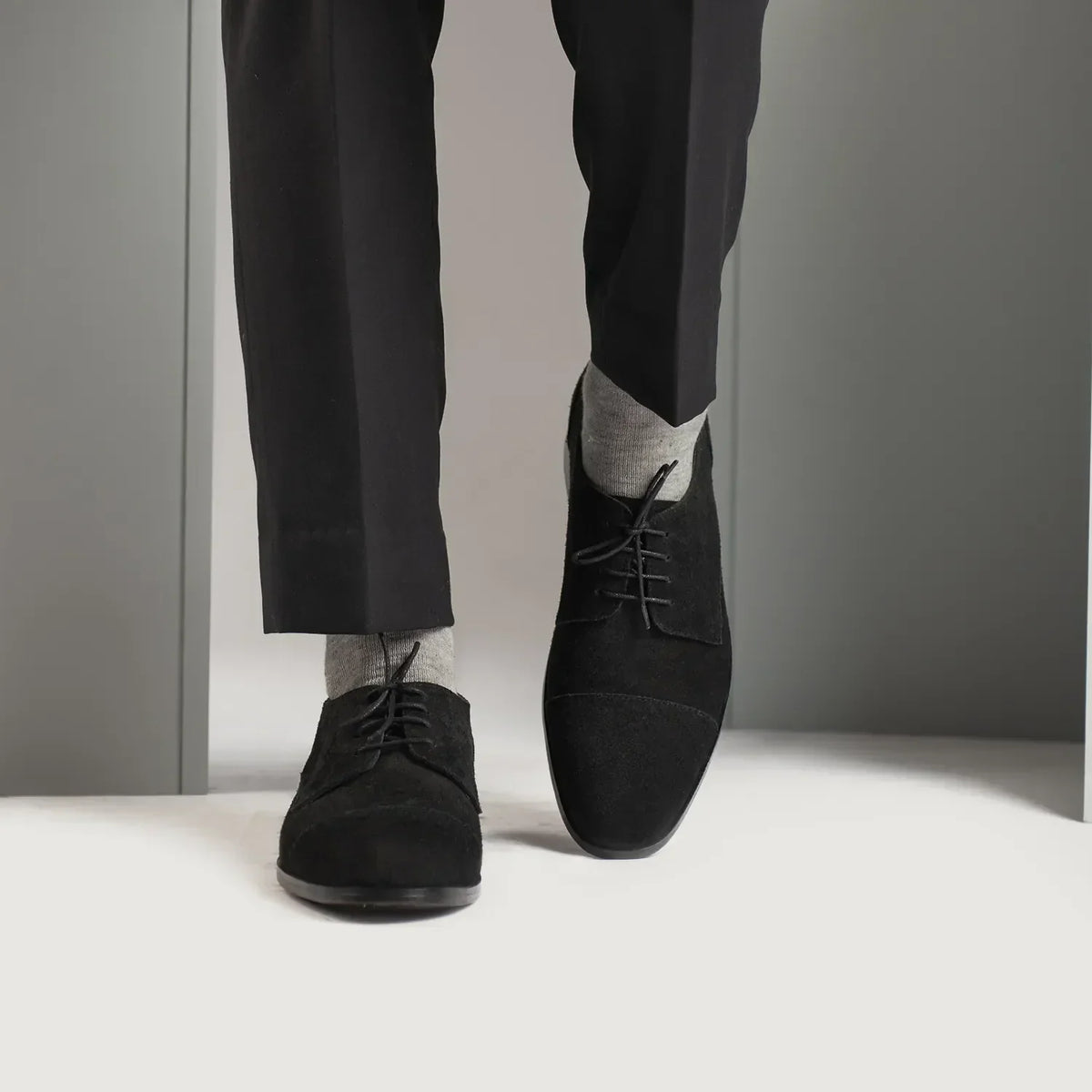 Attorney Derby Black Suede Leather Shoes - men's shoes in black suede leather, view 7