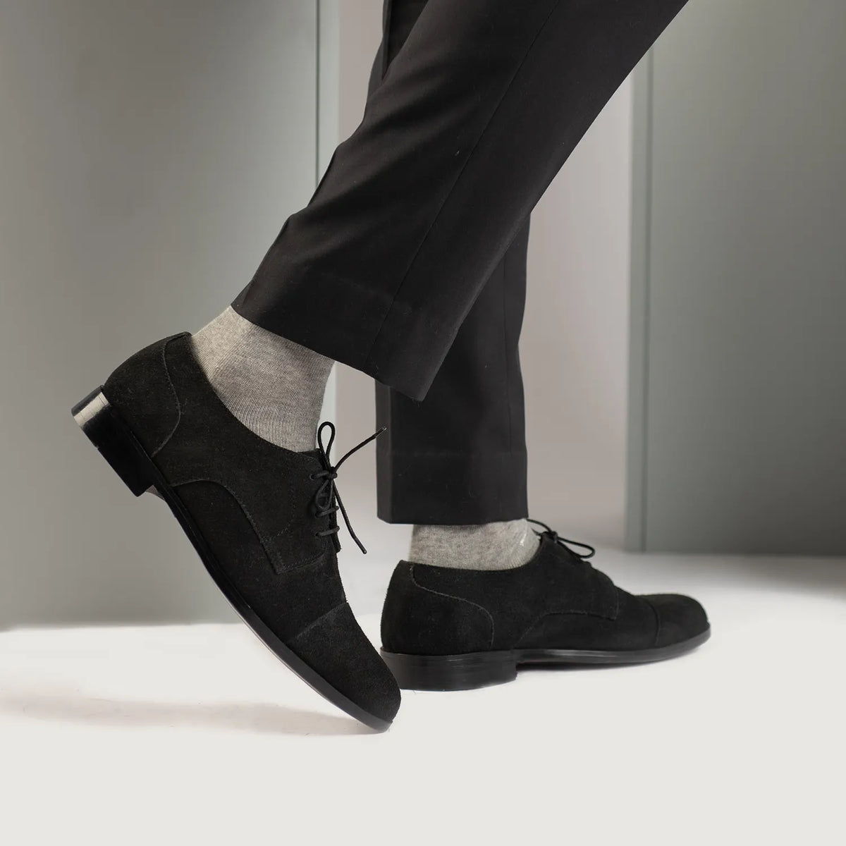 Attorney Derby Black Suede Leather Shoes - men's shoes in black suede leather, view 8