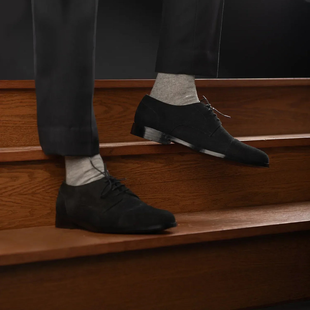 Attorney Derby Black Suede Leather Shoes - men's shoes in black suede leather, view 9