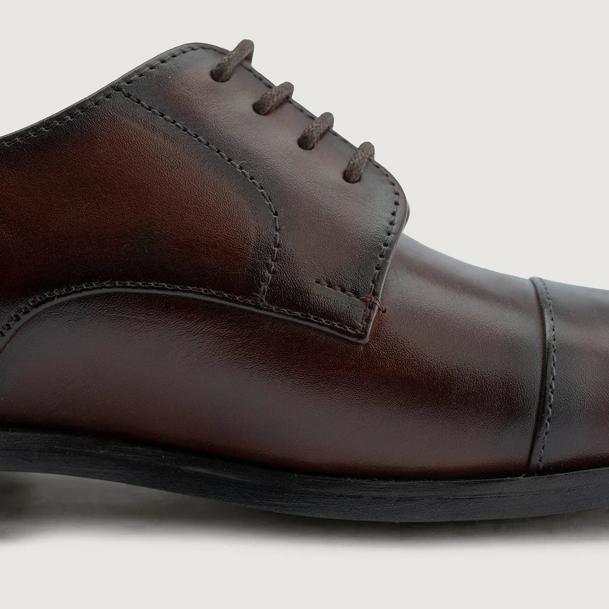 Attorney Derby Burnished Brown Leather Shoes Rugged Sole - men's shoes in brown genuine leather, view 5