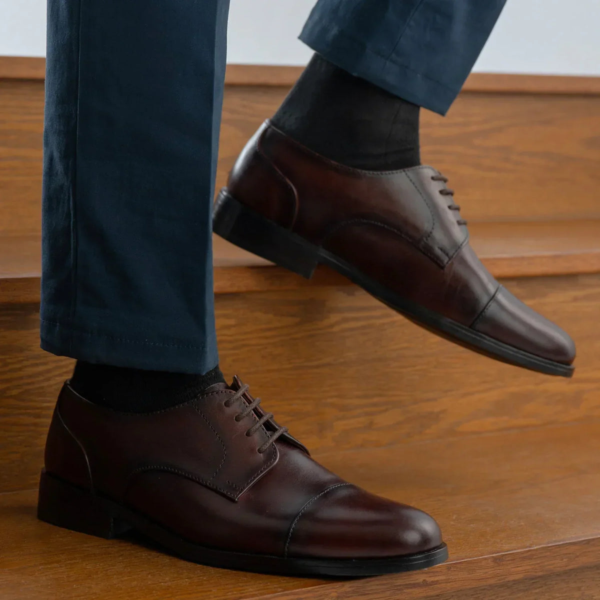 Attorney Derby Burnished Brown Leather Shoes Rugged Sole - men's shoes in brown genuine leather, view 9