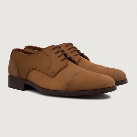 Attorney Derby Brown Nubuck Leather Shoes - men's shoes in brown nubuck leather, view 1
