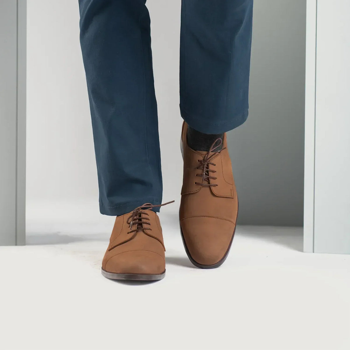 Attorney Derby Brown Nubuck Leather Shoes - men's shoes in brown nubuck leather, view 7