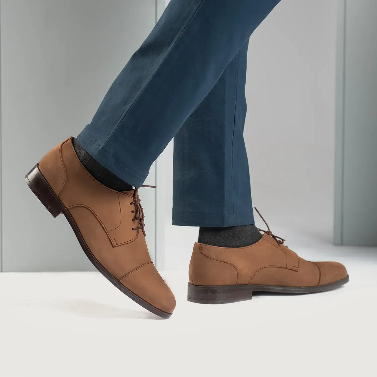Attorney Derby Brown Nubuck Leather Shoes - men's shoes in brown nubuck leather, view 8