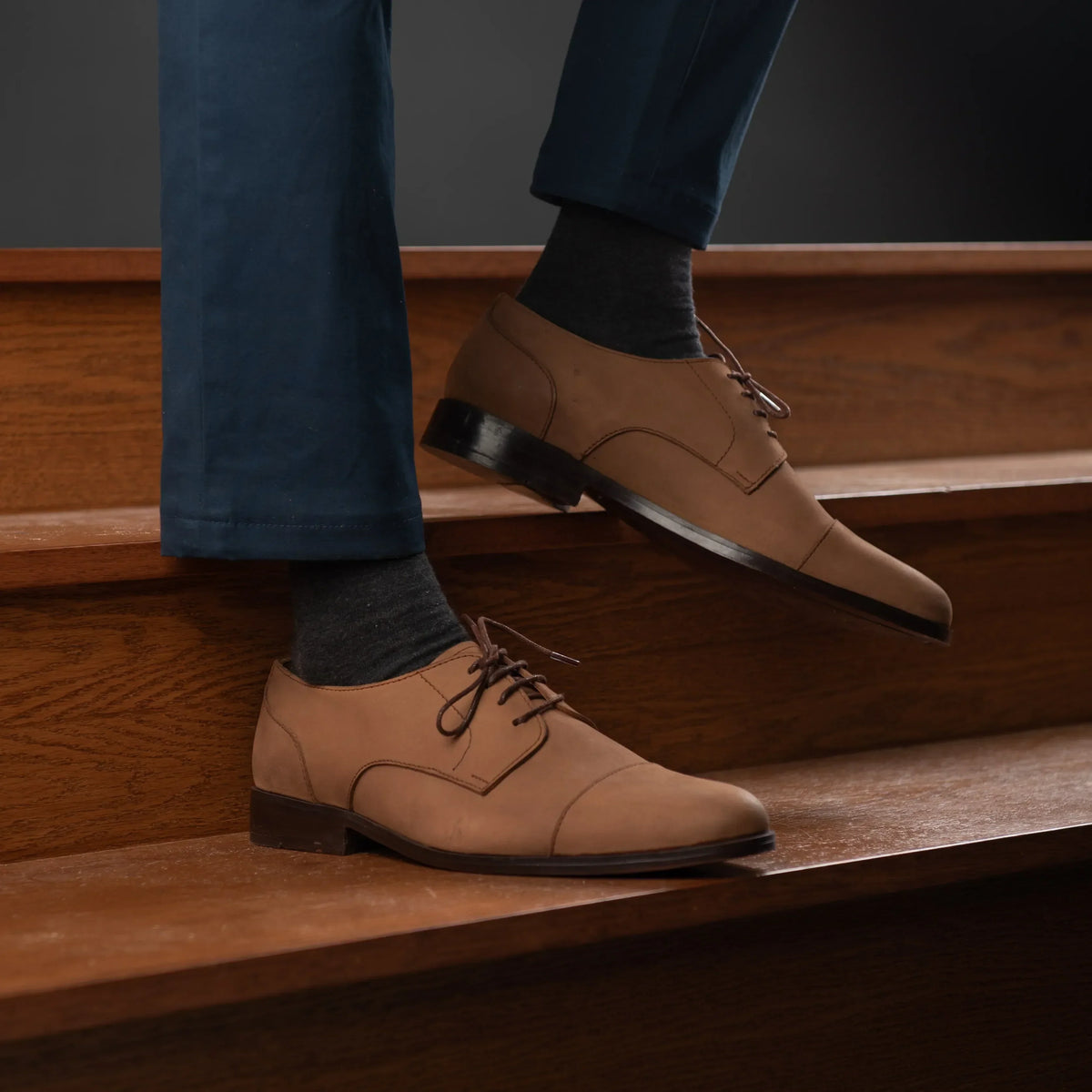 Attorney Derby Brown Nubuck Leather Shoes - men's shoes in brown nubuck leather, view 9
