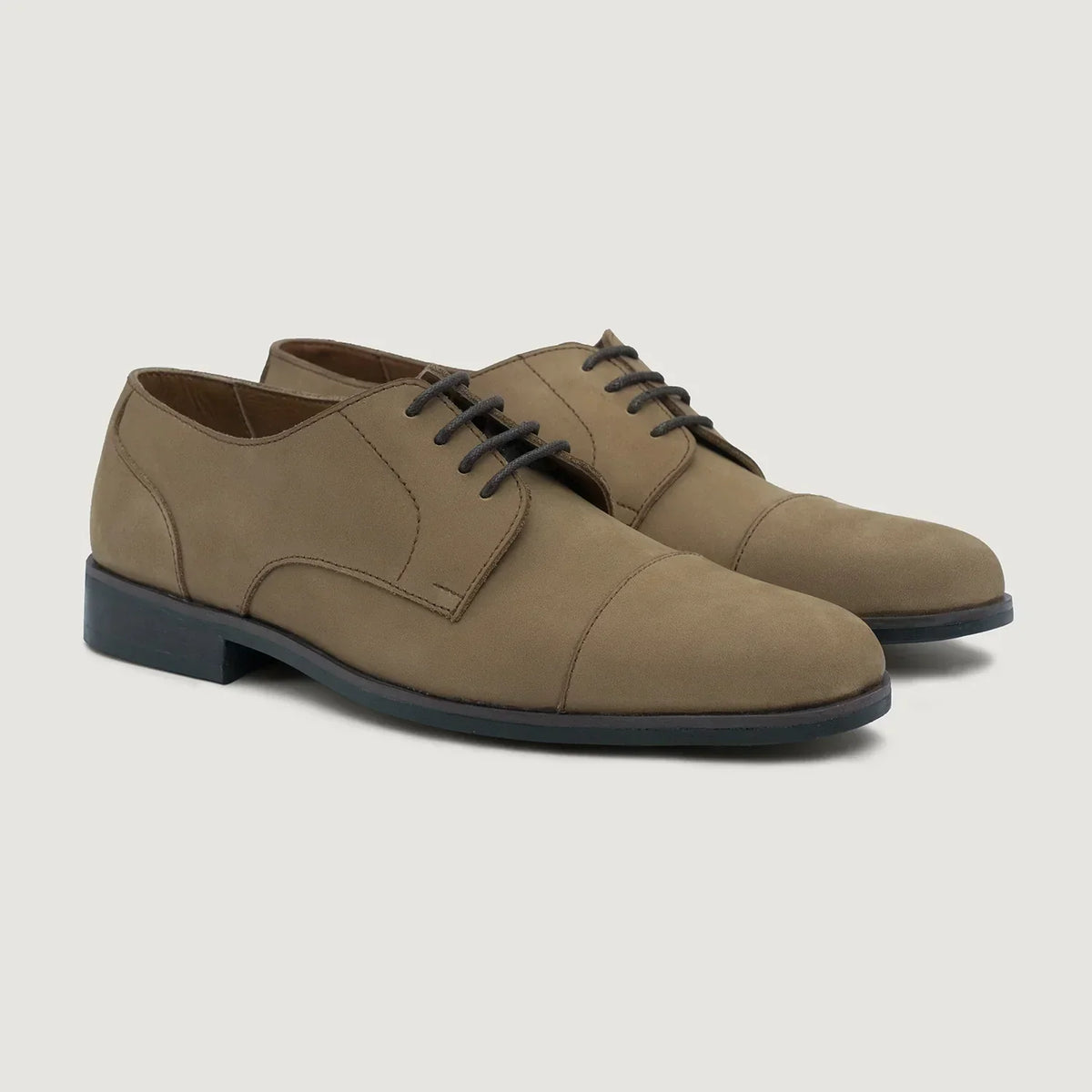 Attorney Derby Brown Nubuck Leather Shoes Rugged Sole - men's shoes in brown nubuck leather, view 1