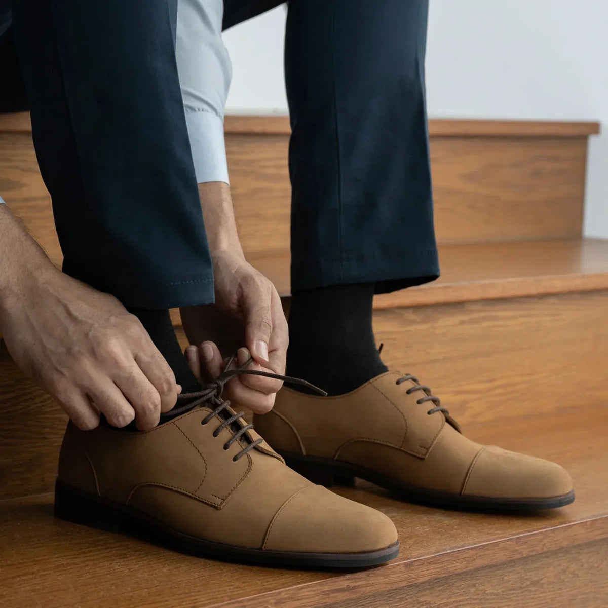 Attorney Derby Brown Nubuck Leather Shoes Rugged Sole - men's shoes in brown nubuck leather, view 10