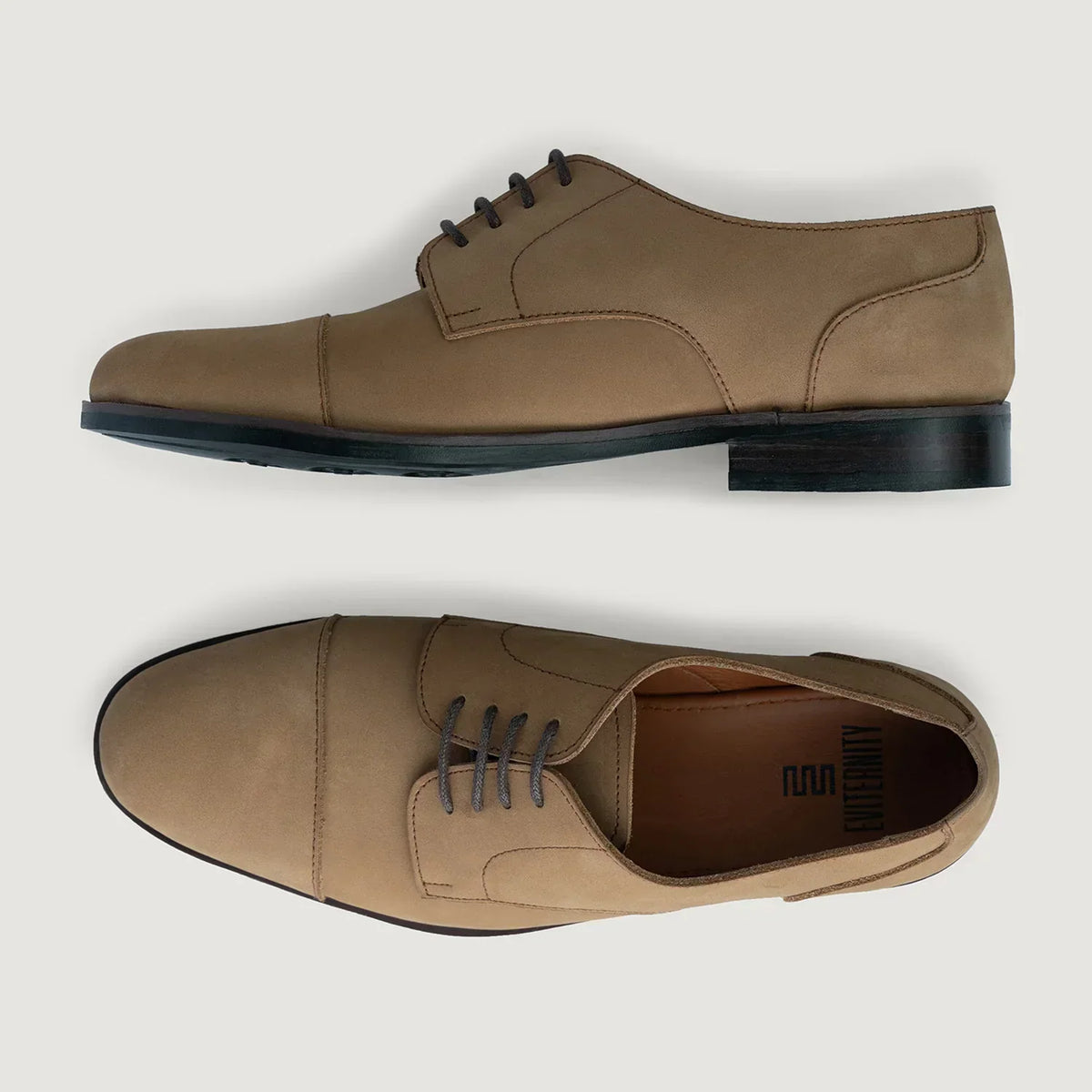 Attorney Derby Brown Nubuck Leather Shoes Rugged Sole - men's shoes in brown nubuck leather, view 3
