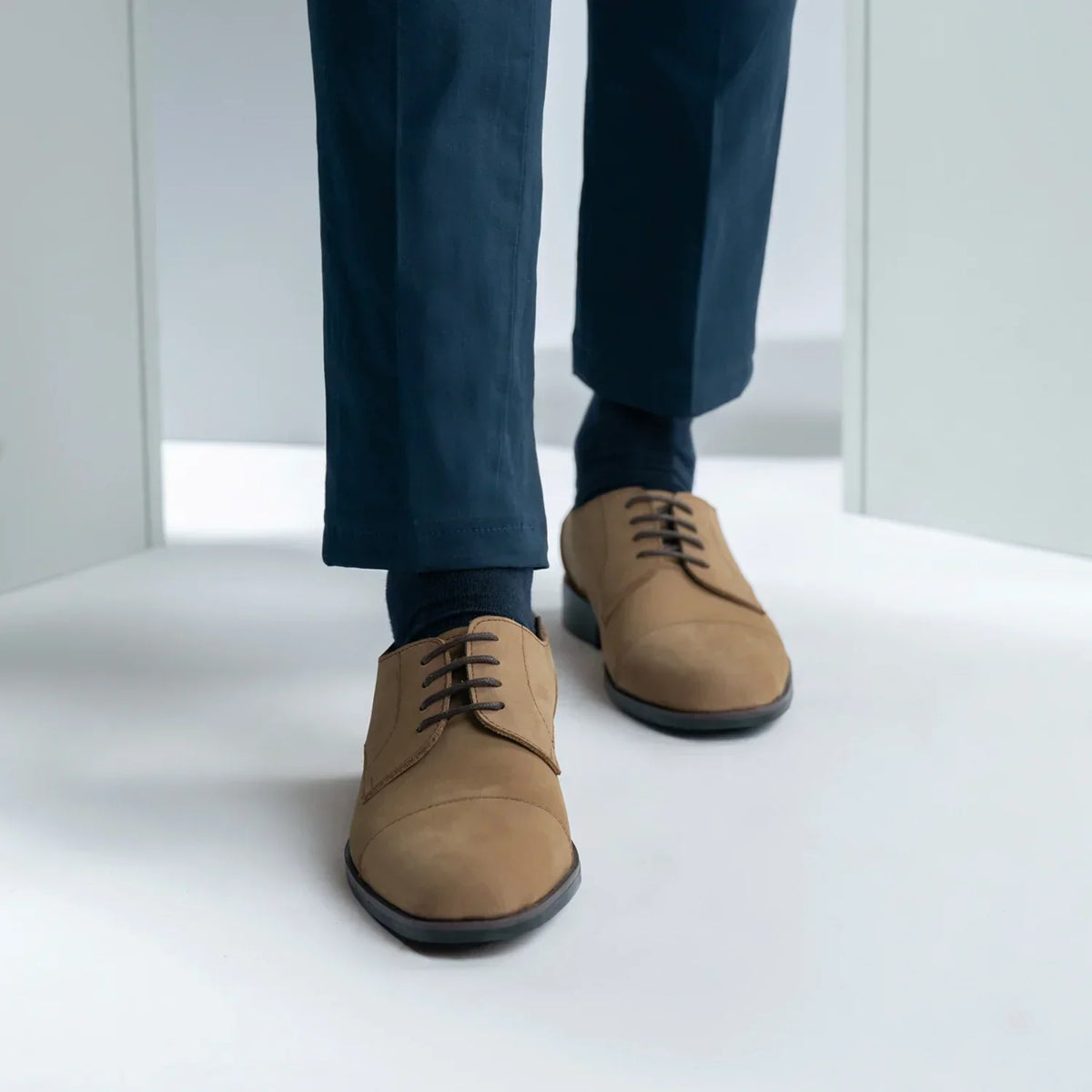 Attorney Derby Brown Nubuck Leather Shoes Rugged Sole - men's shoes in brown nubuck leather, view 6