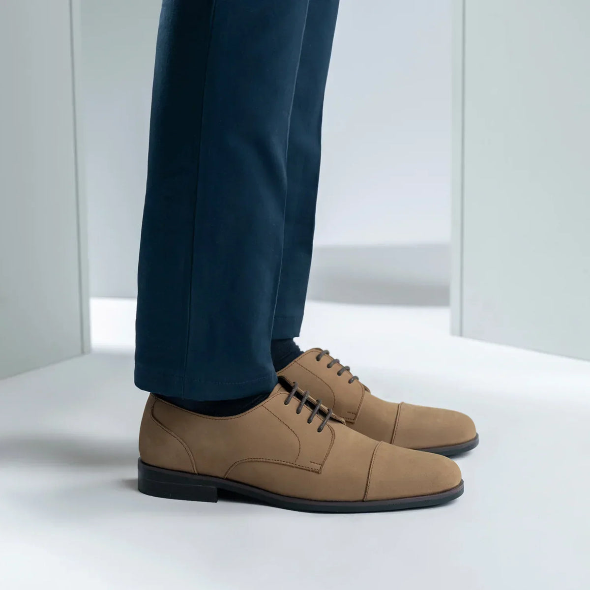 Attorney Derby Brown Nubuck Leather Shoes Rugged Sole - men's shoes in brown nubuck leather, view 7