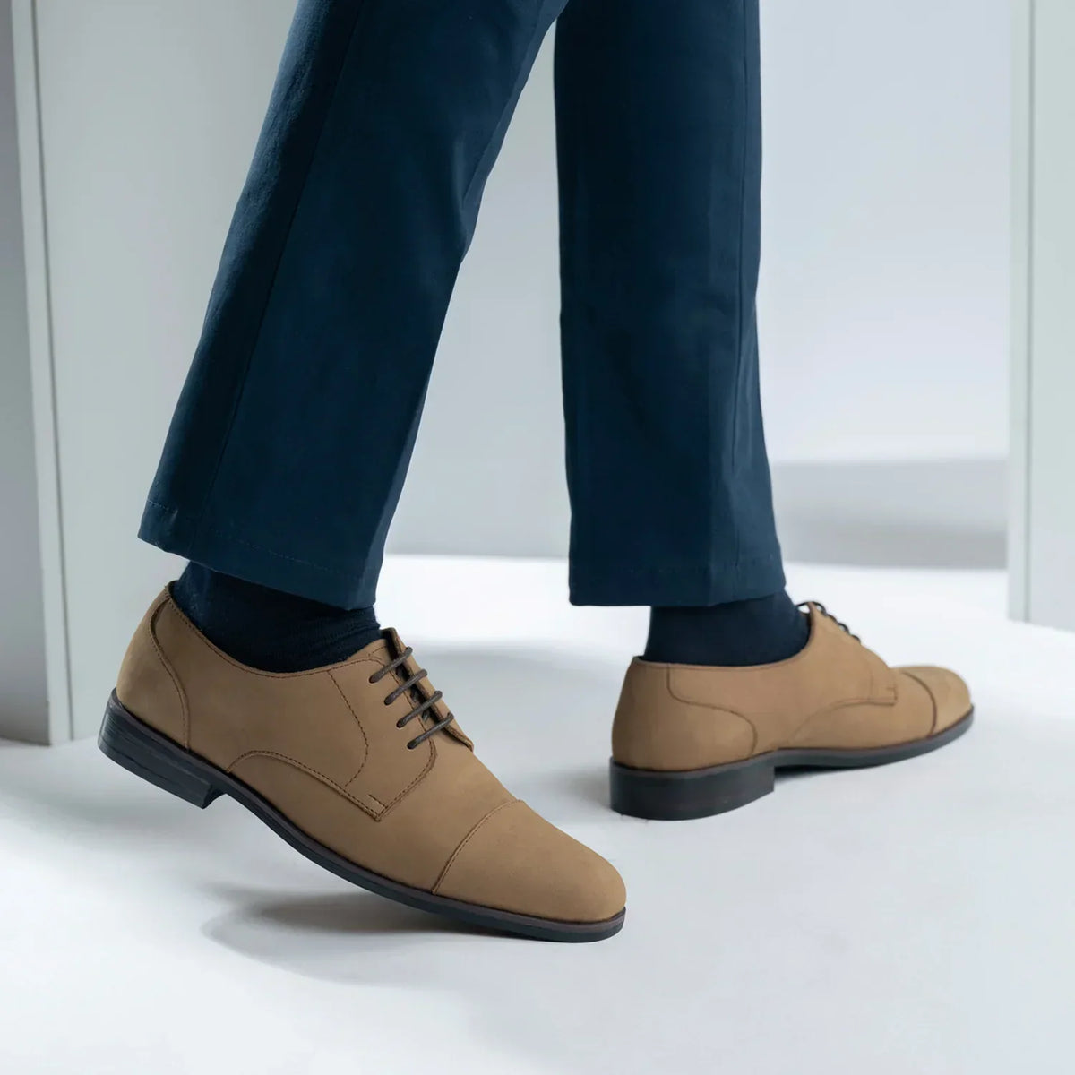 Attorney Derby Brown Nubuck Leather Shoes Rugged Sole - men's shoes in brown nubuck leather, view 8