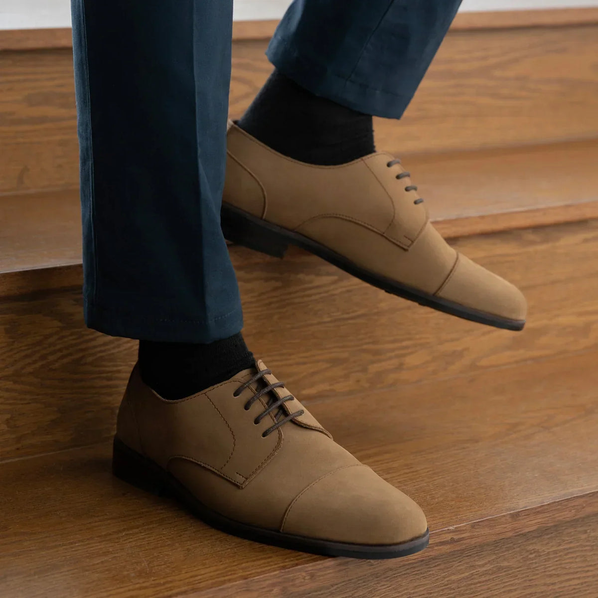 Attorney Derby Brown Nubuck Leather Shoes Rugged Sole - men's shoes in brown nubuck leather, view 9