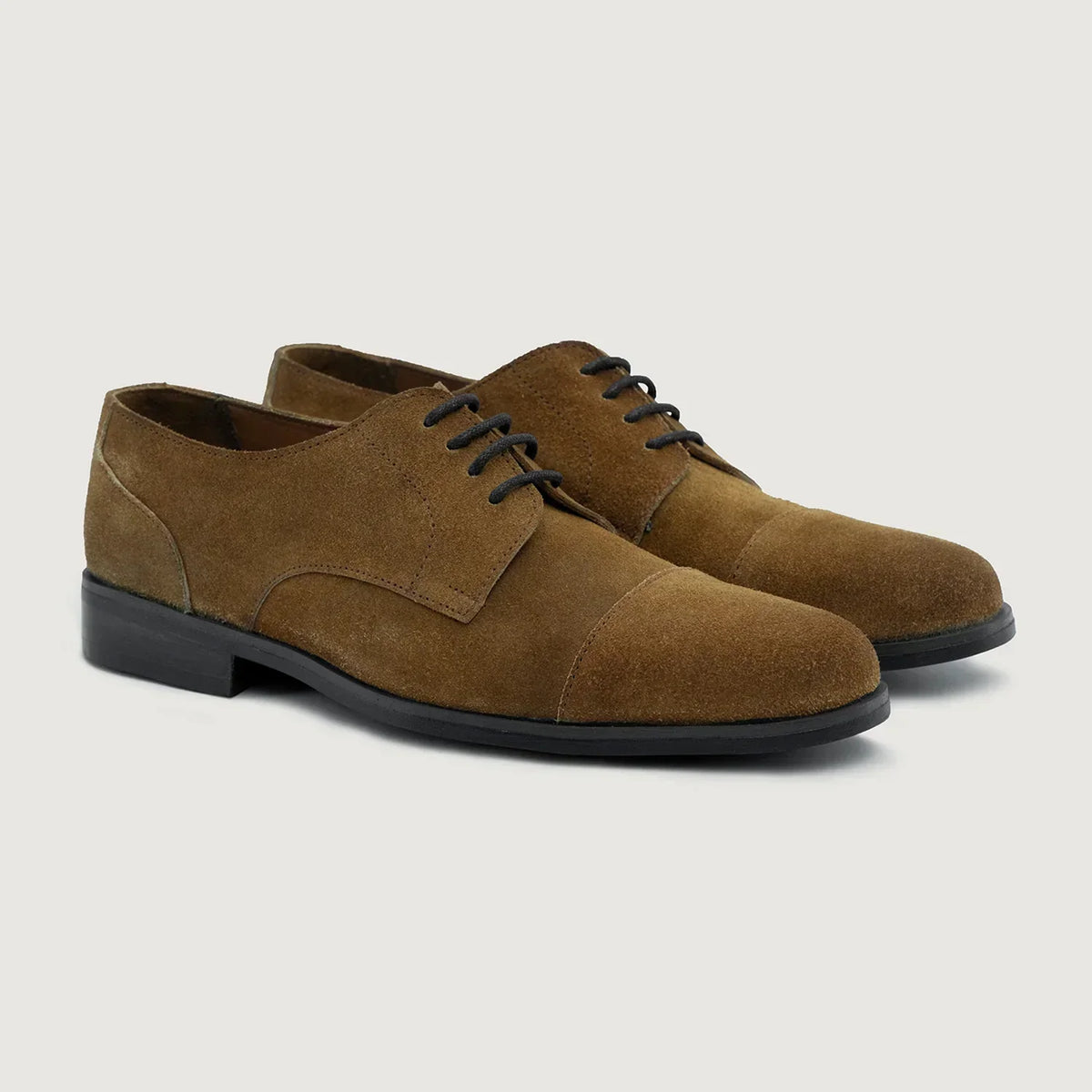 Attorney Derby Brown Suede Leather Shoes Rugged Sole - men's shoes in brown suede leather, view 1