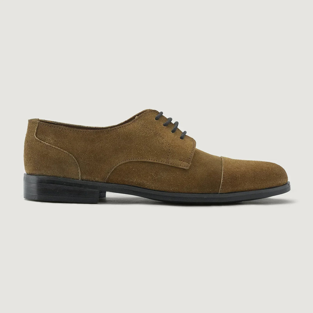 Attorney Derby Brown Suede Leather Shoes Rugged Sole - men's shoes in brown suede leather, view 2