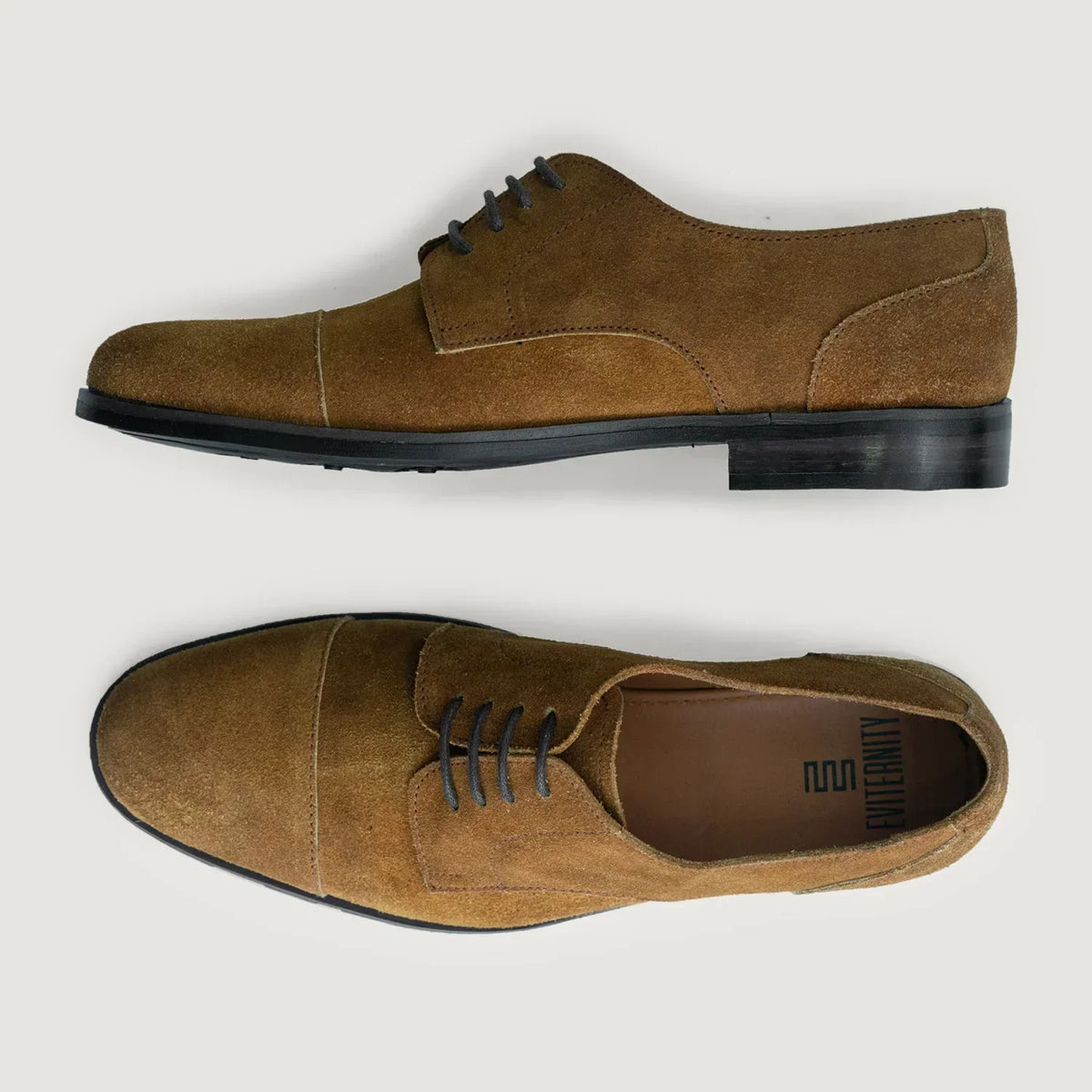 Attorney Derby Brown Suede Leather Shoes Rugged Sole - men's shoes in brown suede leather, view 3