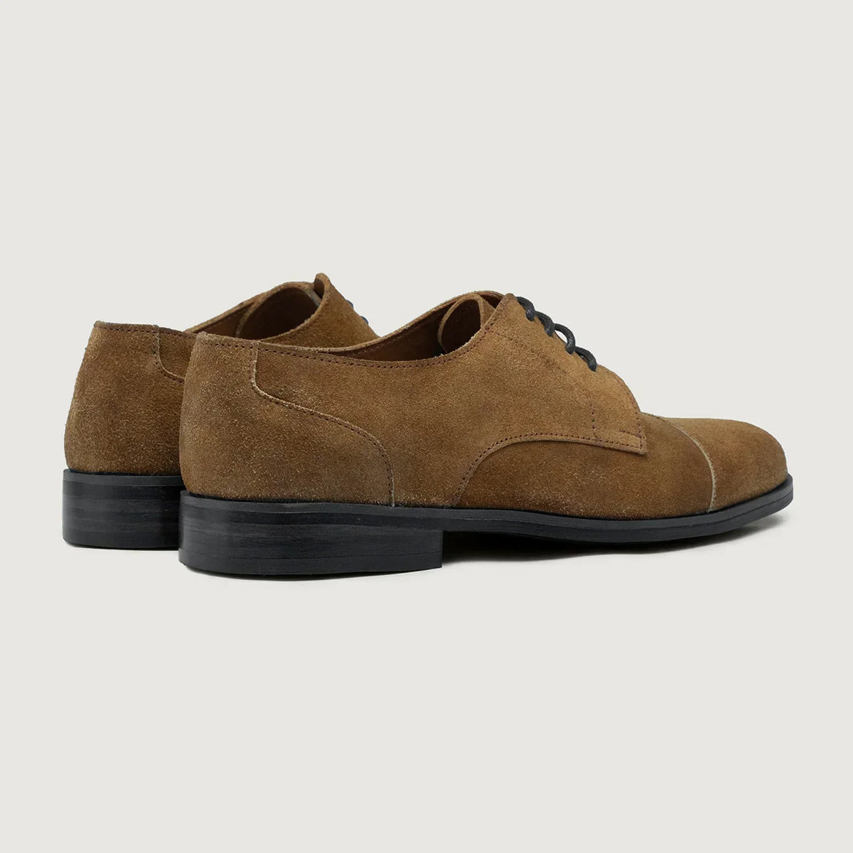 Attorney Derby Brown Suede Leather Shoes Rugged Sole - men's shoes in brown suede leather, view 4