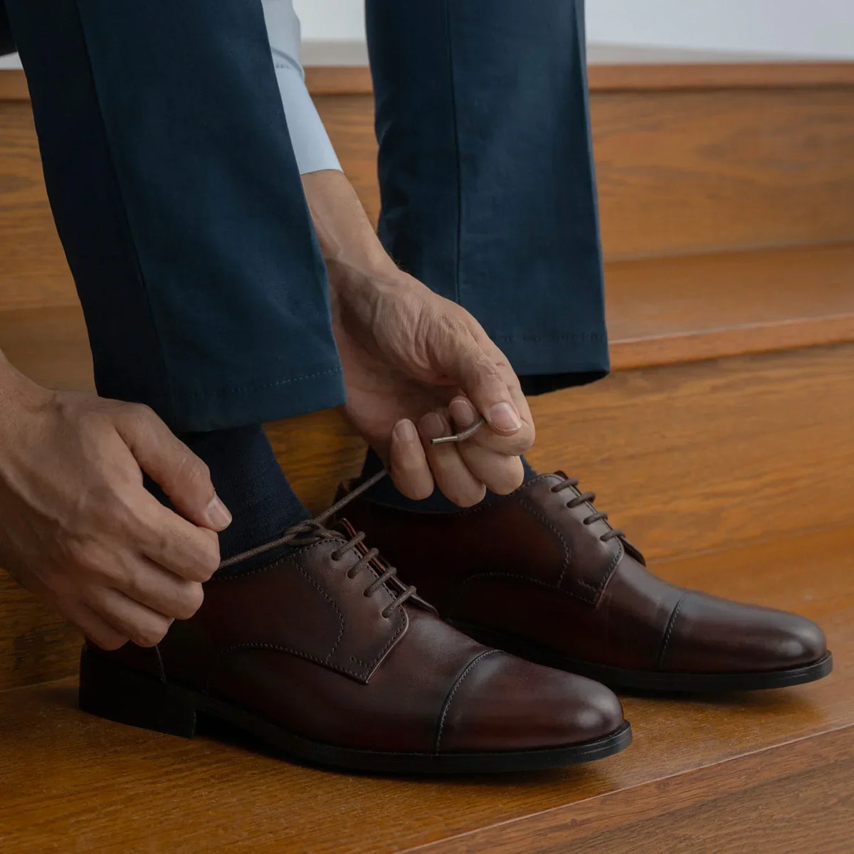 Attorney Derby Burnished Brown Leather Shoes - men's shoes in brown genuine leather, view 10