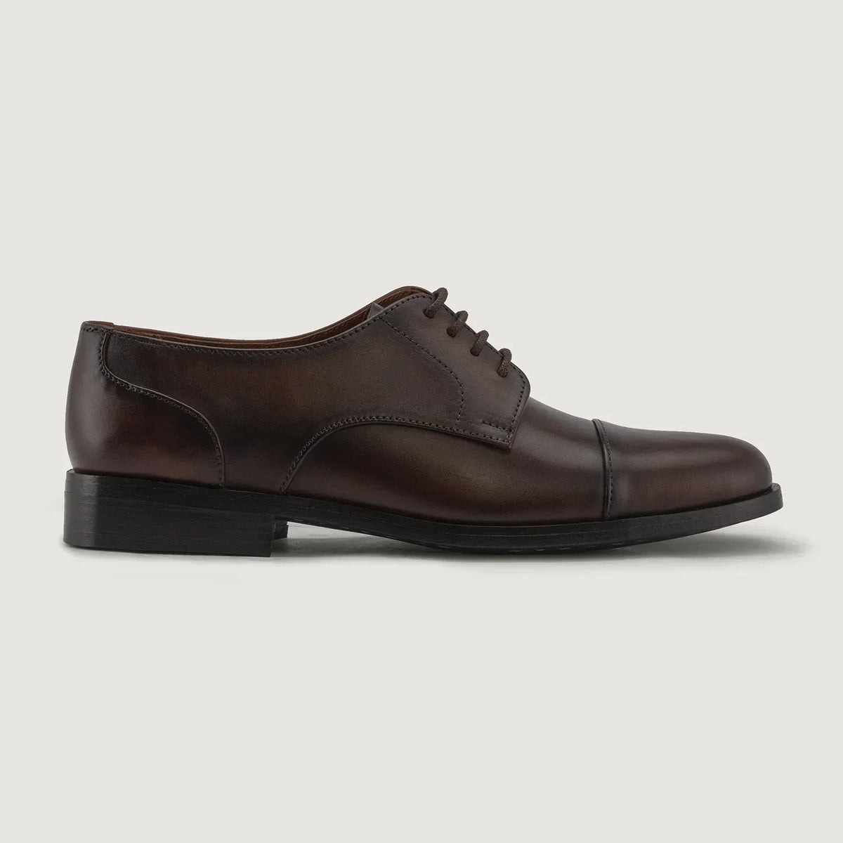 Attorney Derby Burnished Brown Leather Shoes - men's shoes in brown genuine leather, view 2