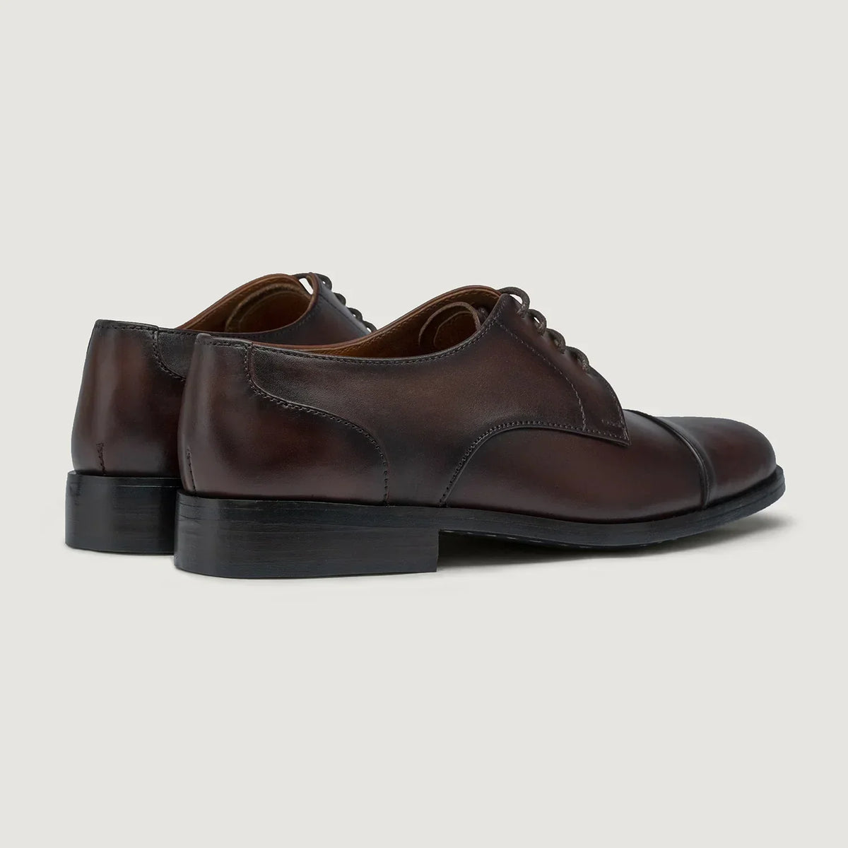 Attorney Derby Burnished Brown Leather Shoes - men's shoes in brown genuine leather, view 3