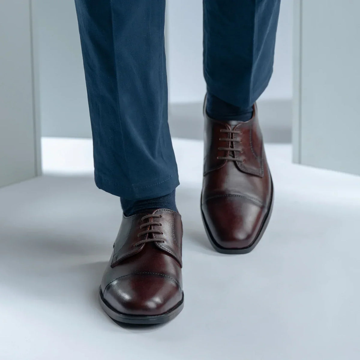Attorney Derby Burnished Brown Leather Shoes - men's shoes in brown genuine leather, view 6