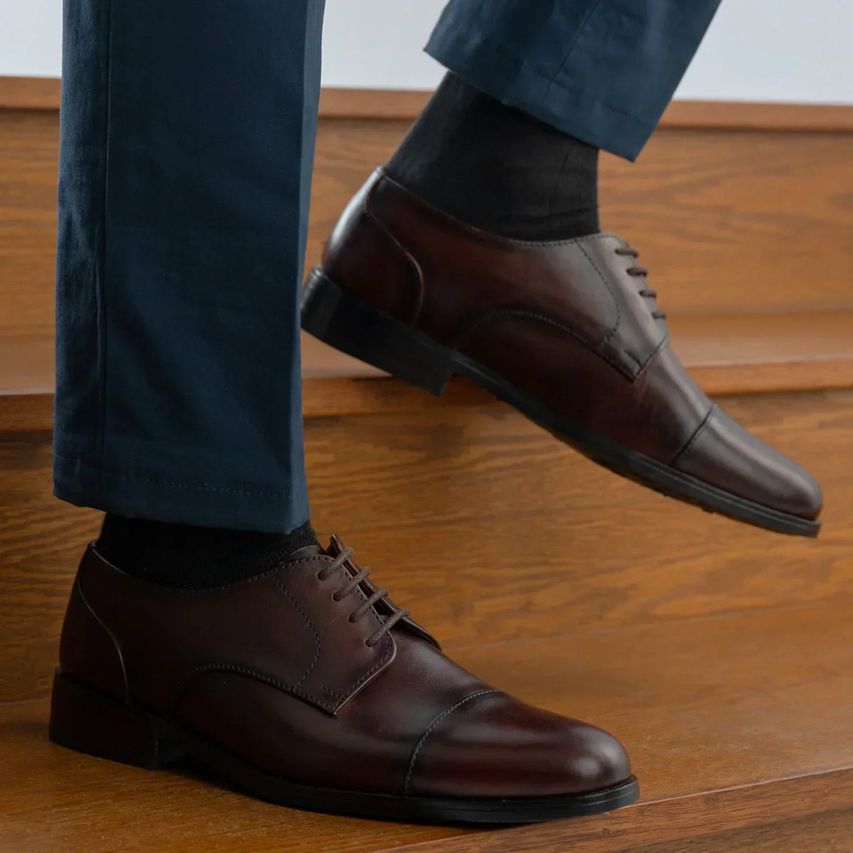 Attorney Derby Burnished Brown Leather Shoes - men's shoes in brown genuine leather, view 9