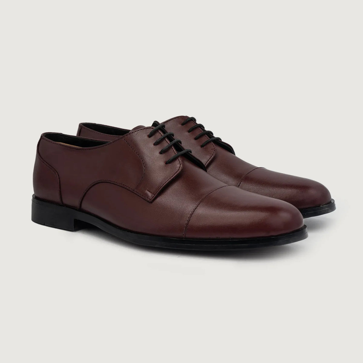Attorney Derby Maroon Leather Shoes - men's shoes in maroon genuine leather, view 1