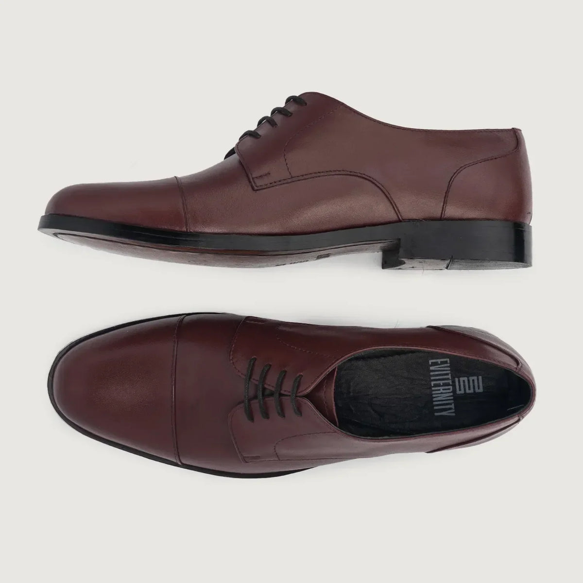 Attorney Derby Maroon Leather Shoes - men's shoes in maroon genuine leather, view 3